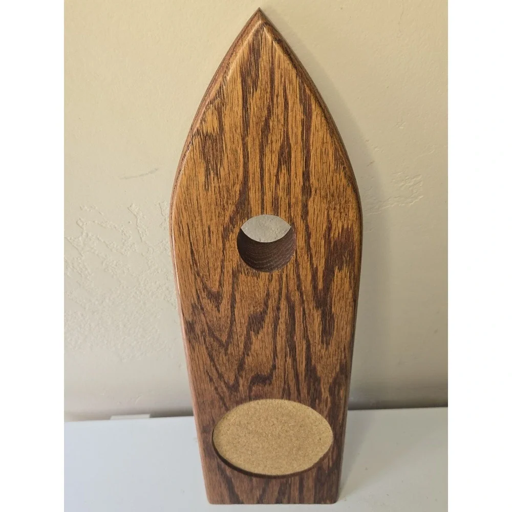Vintage Wood Balancing Wine Bottle Holder Cork Coaster Mid Century Wet Bar